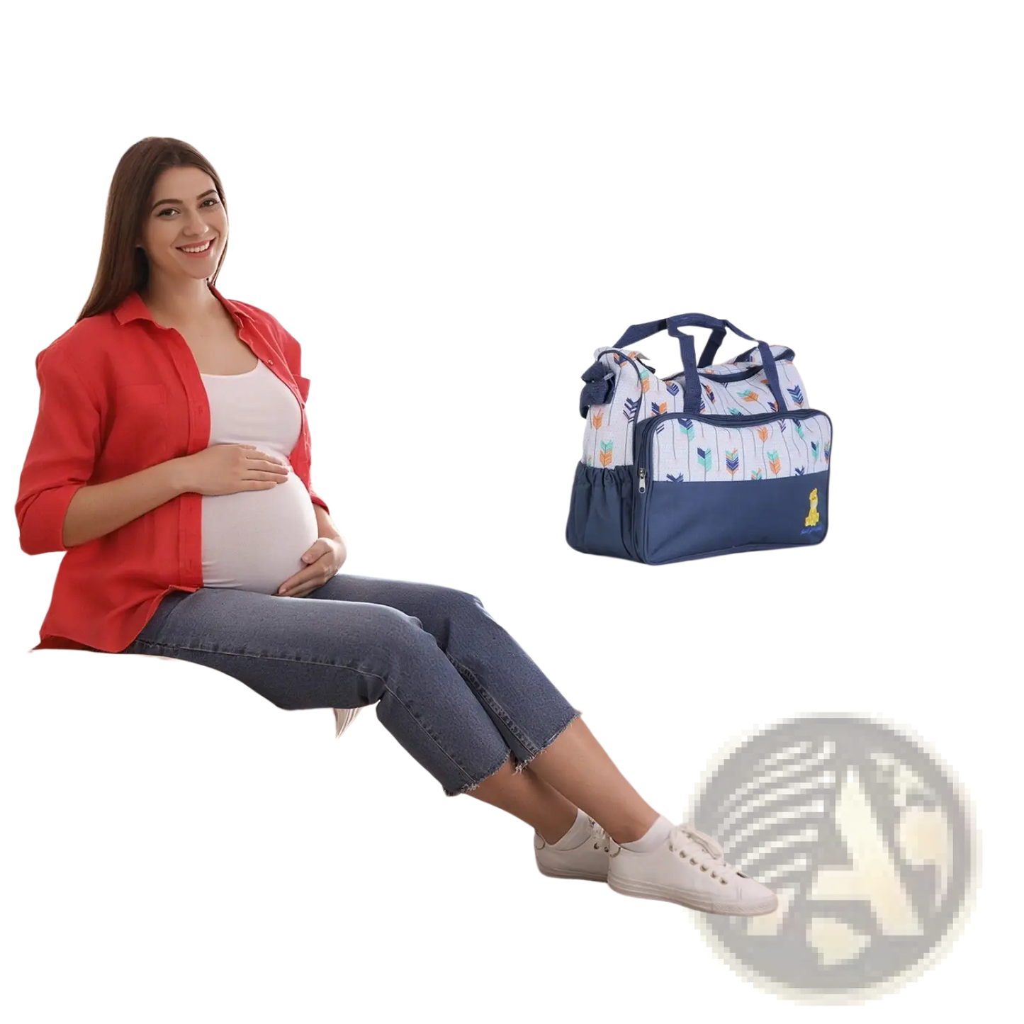 5 Piece Patterned Baby Diaper Bag Set with Travel Accessories