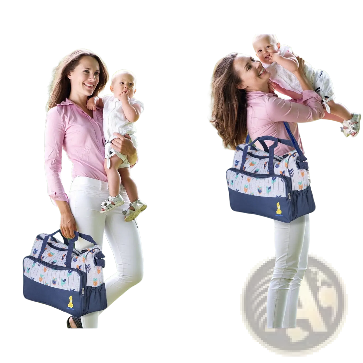 5Pcs Baby Nappy Diaper Bags Set Mummy Diaper Handbags With Diaper Pad Food Bag Bottle Bag Travel Tote Bags For Mom Dad