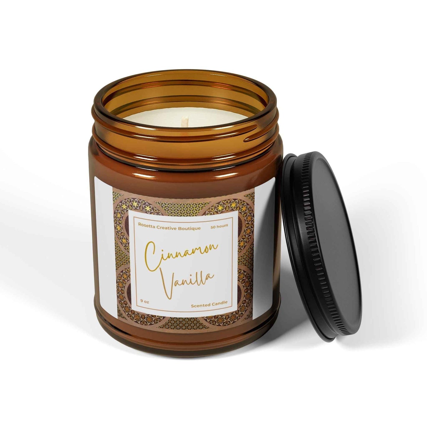 Cinnamon Vanilla Soy Candle – Hand-Poured Cozy Amber Jar
