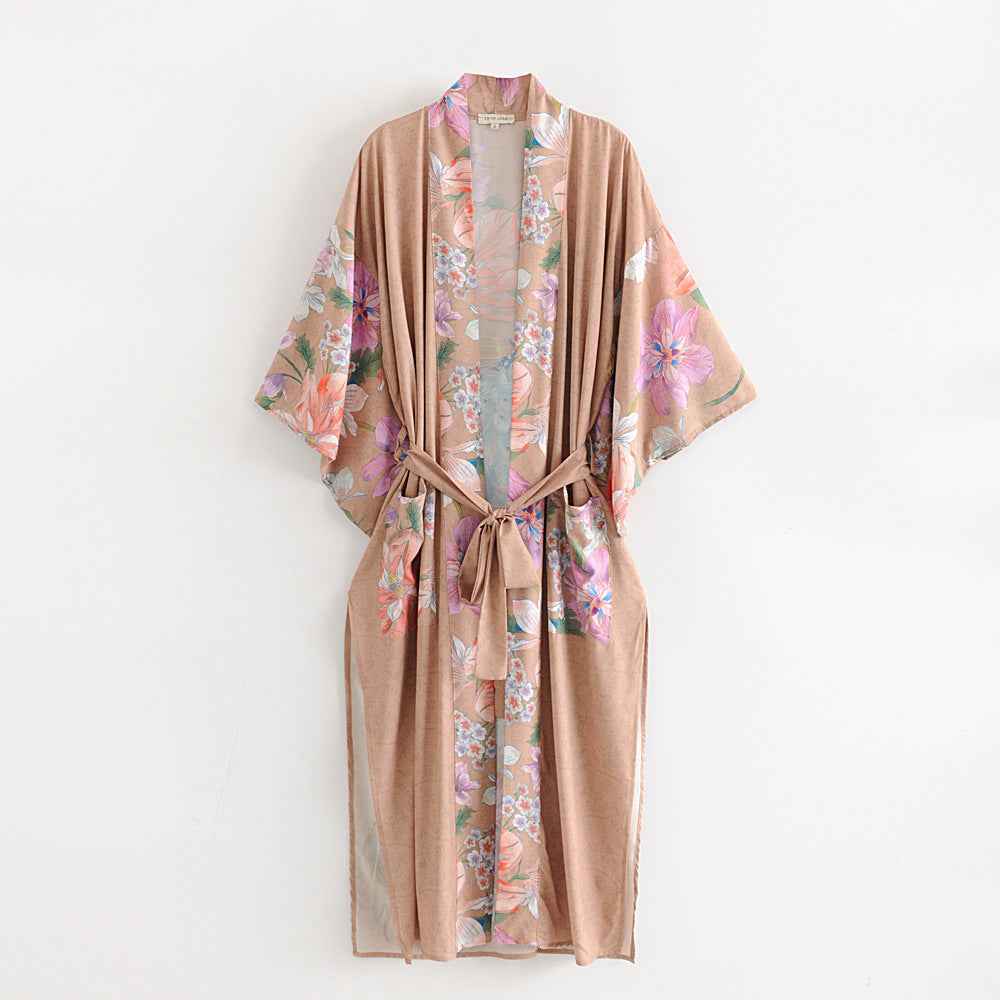 Peacock Print Kimono Cardigan Jacket Streetwear Loose Fit