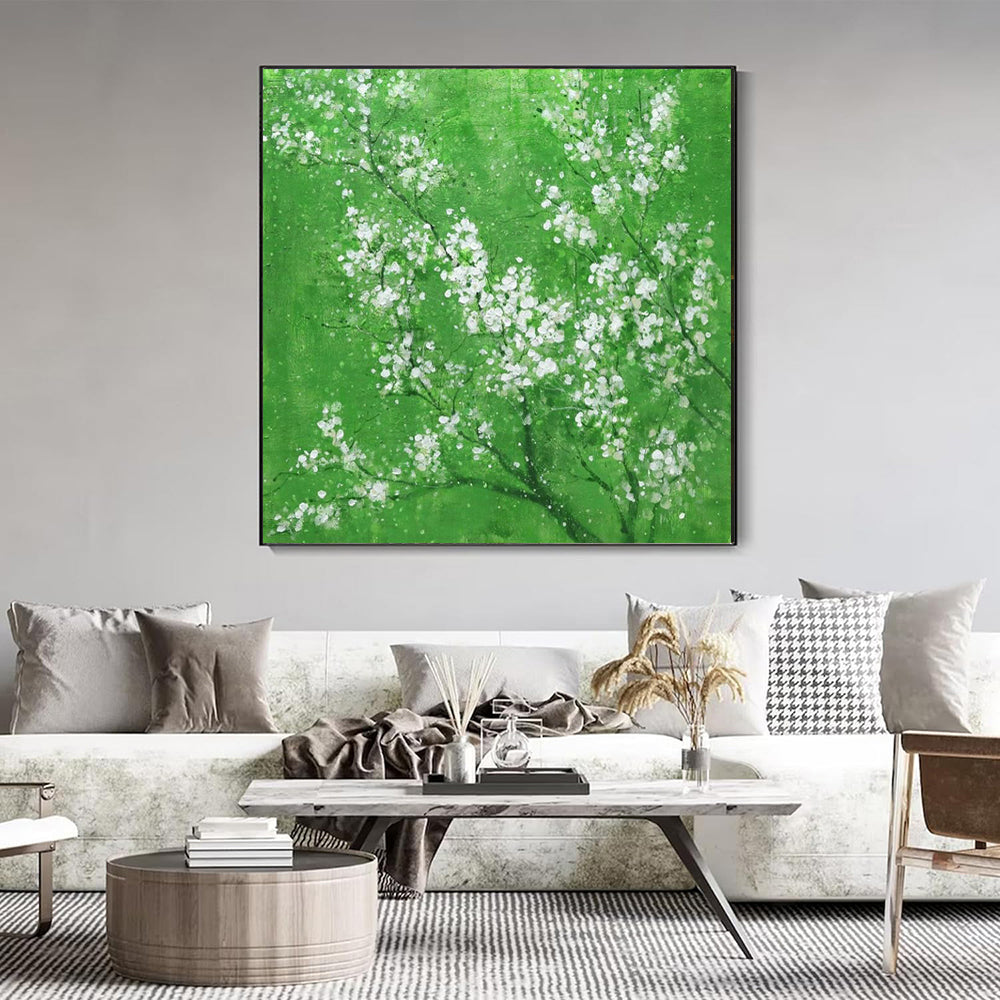 Handmade Oil Painting on Canvas – Gentle Peach Blossoms (Frameless, Unstretched)