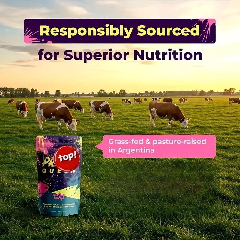 Primal Queen Beef Organ Superfood - 30 Day Refill，Female-Optimized Beef Organ Superfood Supplement (Beef Liver, Kidney, Heart, & 3 More) - 100% Grass Fed, Pasture Raised Cattle - Balance Hormones, Energy, & More for Women
