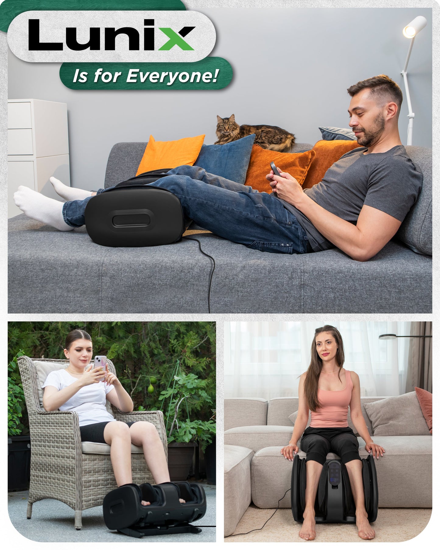 LX21 Foot and Calf Massager with Remote, Neuropathy & Plantar Fasciitis Relief, Granite Black