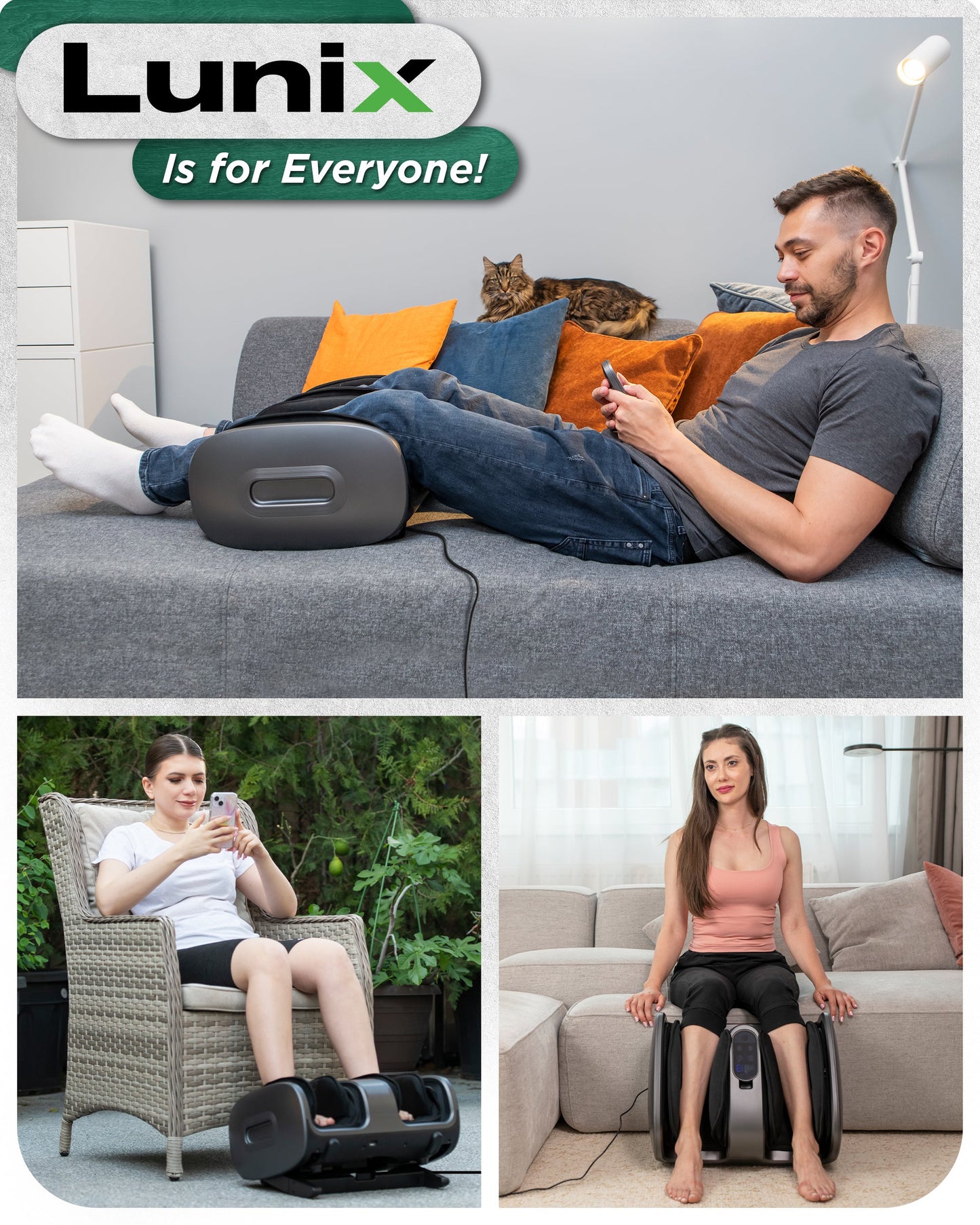 LX21 Foot and Calf Massager with Remote, Neuropathy & Plantar Fasciitis Relief, Granite Gray
