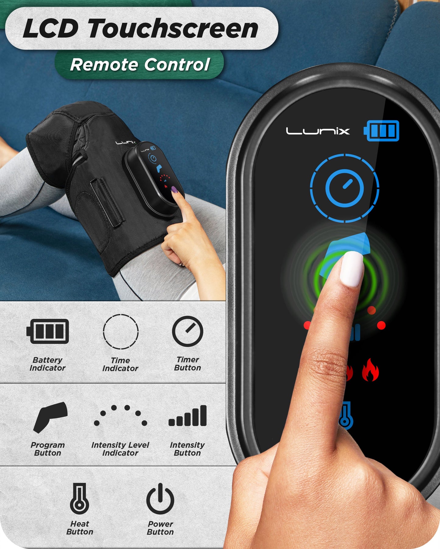 LX4 Knee Massager, Charcoal Black
