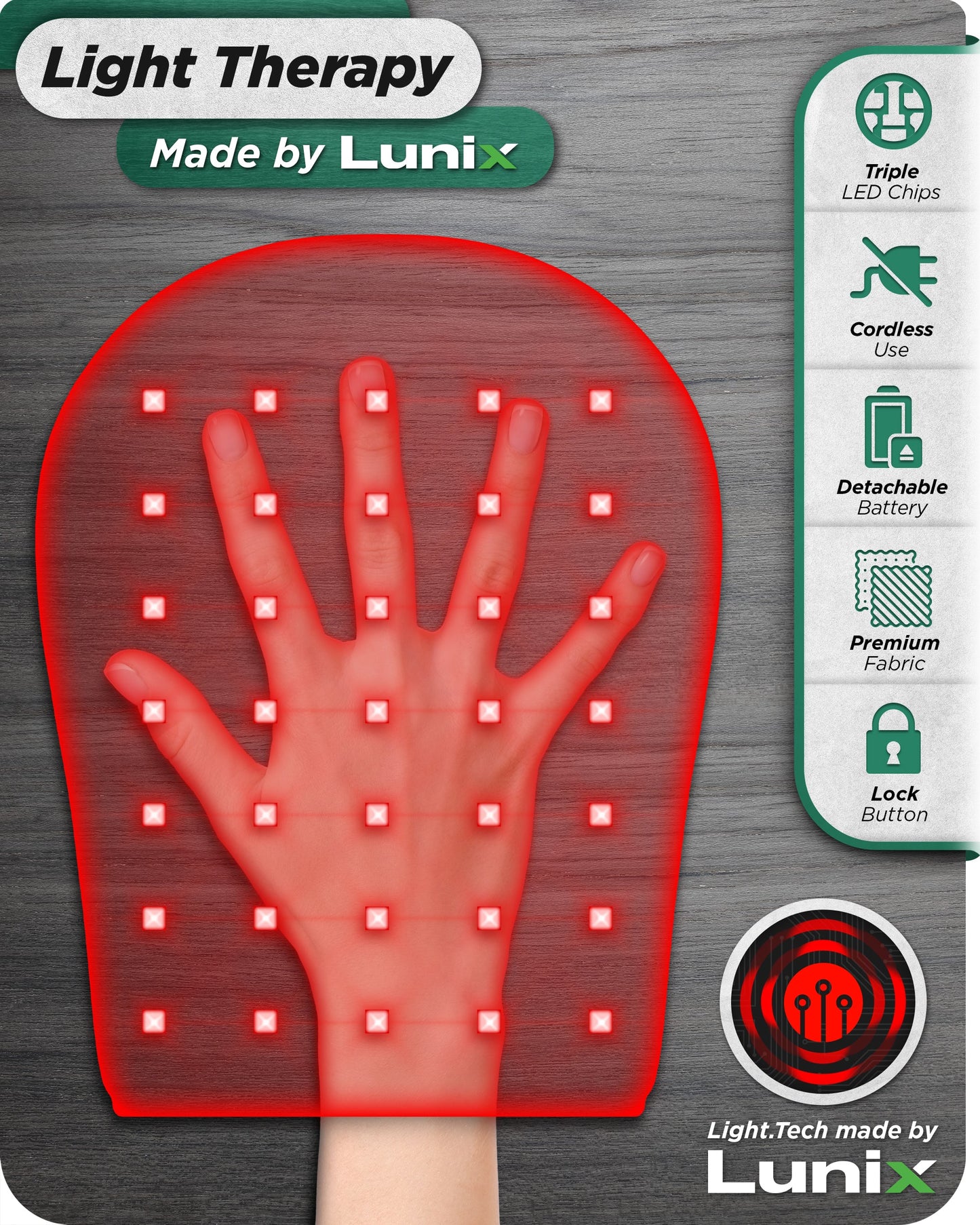 LX23 Red Light Therapy for Hand, Charcoal Black