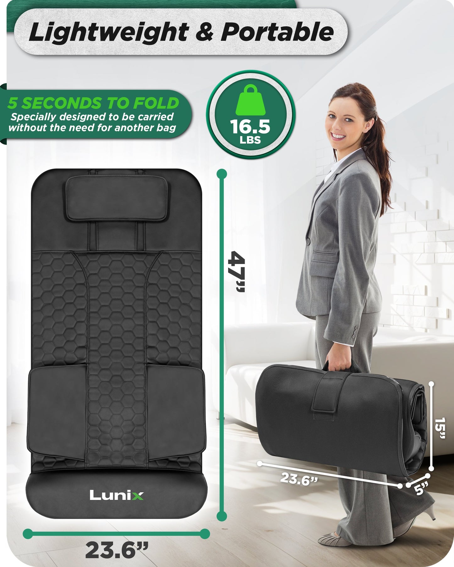 LX27 Stretching Mat Massager, Charcoal Black