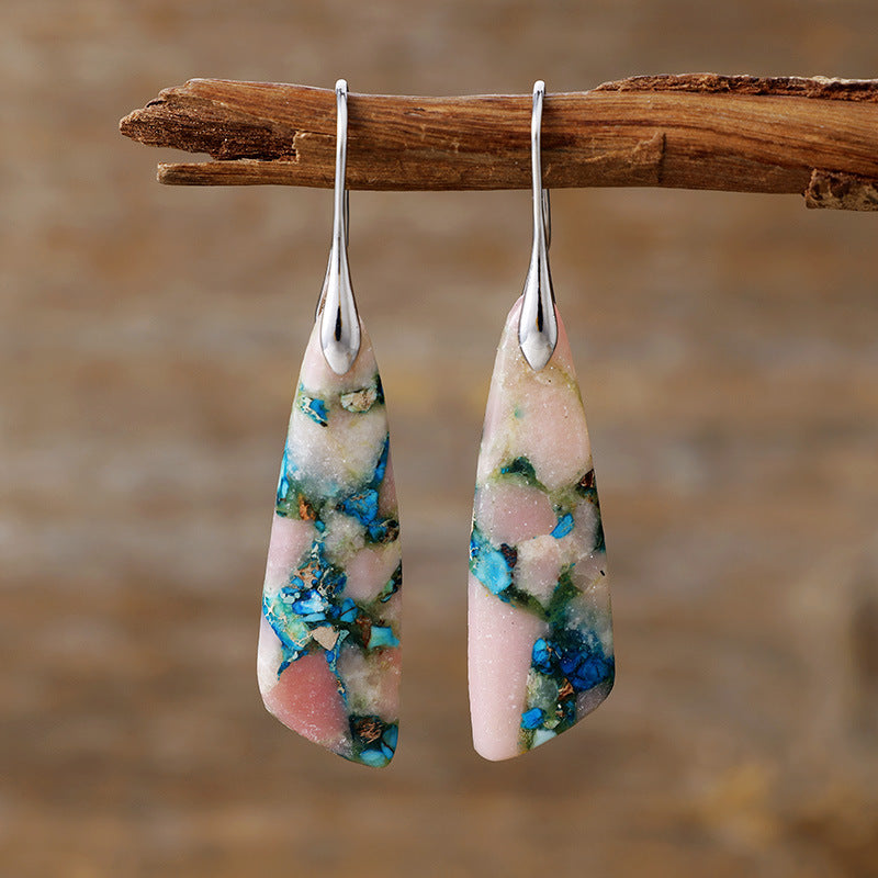 Bohemian Emperor Stone Geometric Pendant Earrings