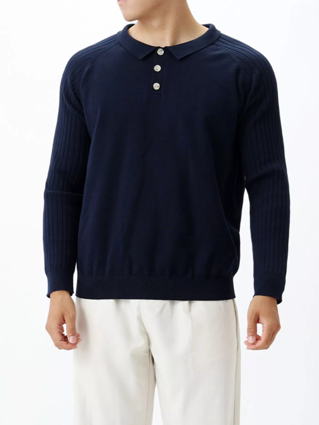 Men's Plus Size Classic Fit Ribbed Sleeve Knit Top