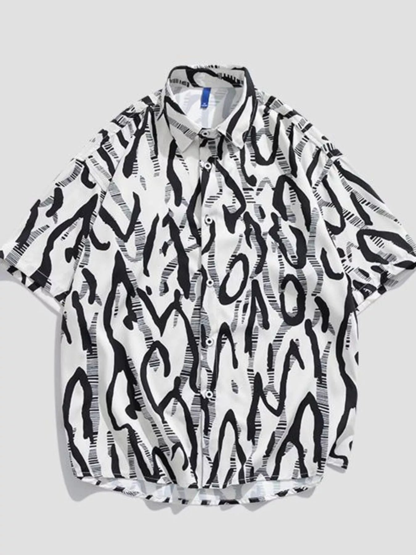 Men's Plus Size Tropical Print Short Sleeve Button-Up Shirt