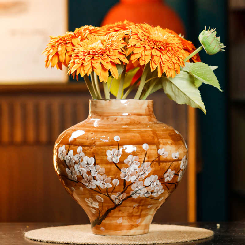 Hydroponic Decorative Ceramic Flower Vase – Brown Cloud Vortex