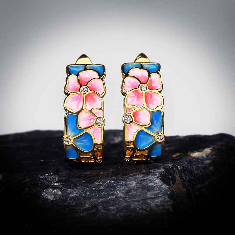 Floral Enamel Small Earrings
