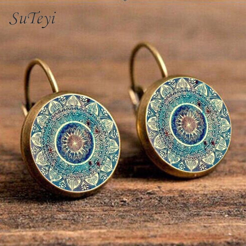 Charm Henna Yoga Amulet Mandala Earrings – Bohemian Drop Earrings