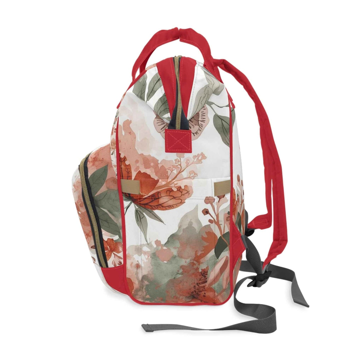 Floral Multifunctional Diaper Backpack - Stylish Baby Carryall