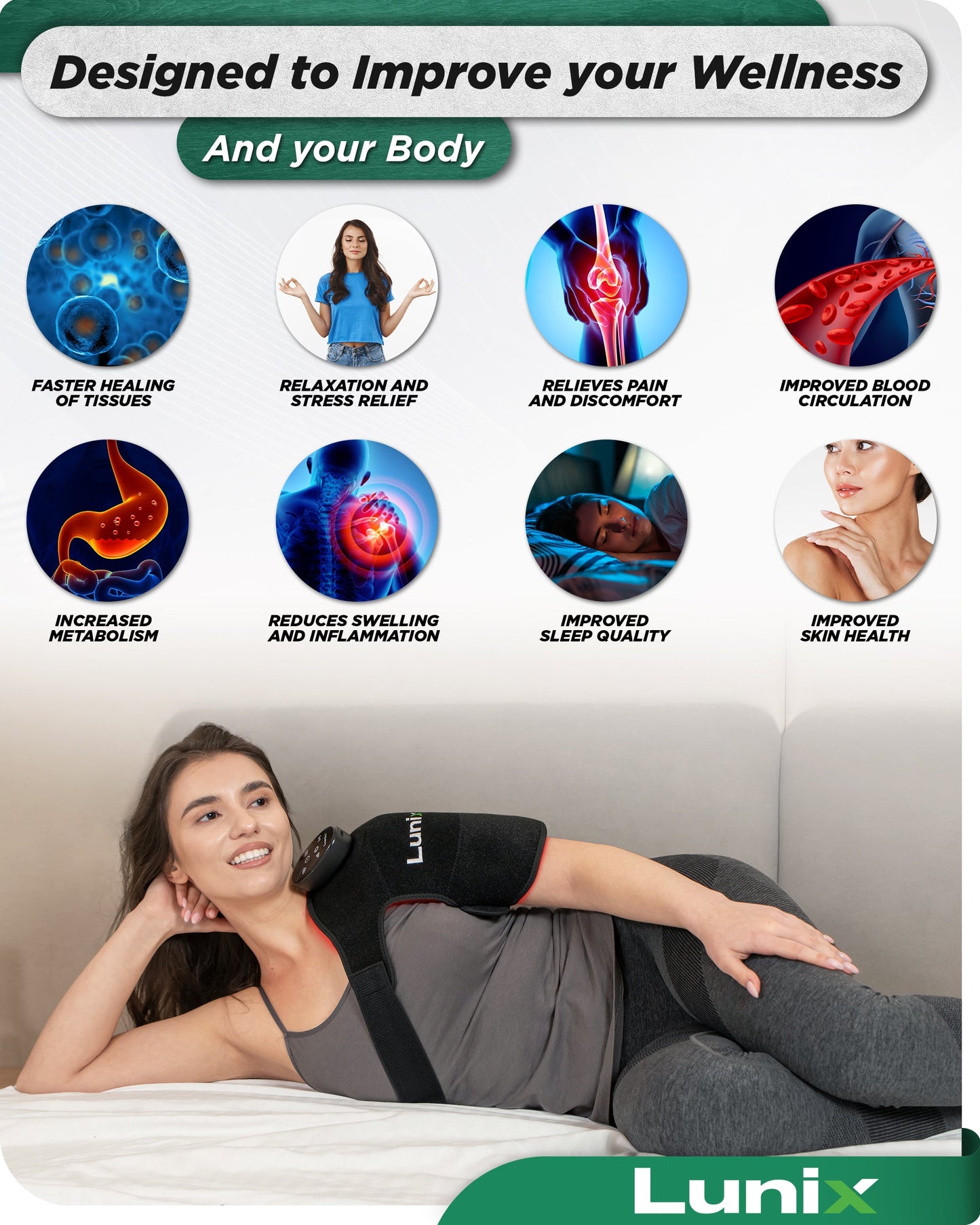 LX19 Red Light Therapy for Knee, Elbow and Shoulder, Charcoal Black