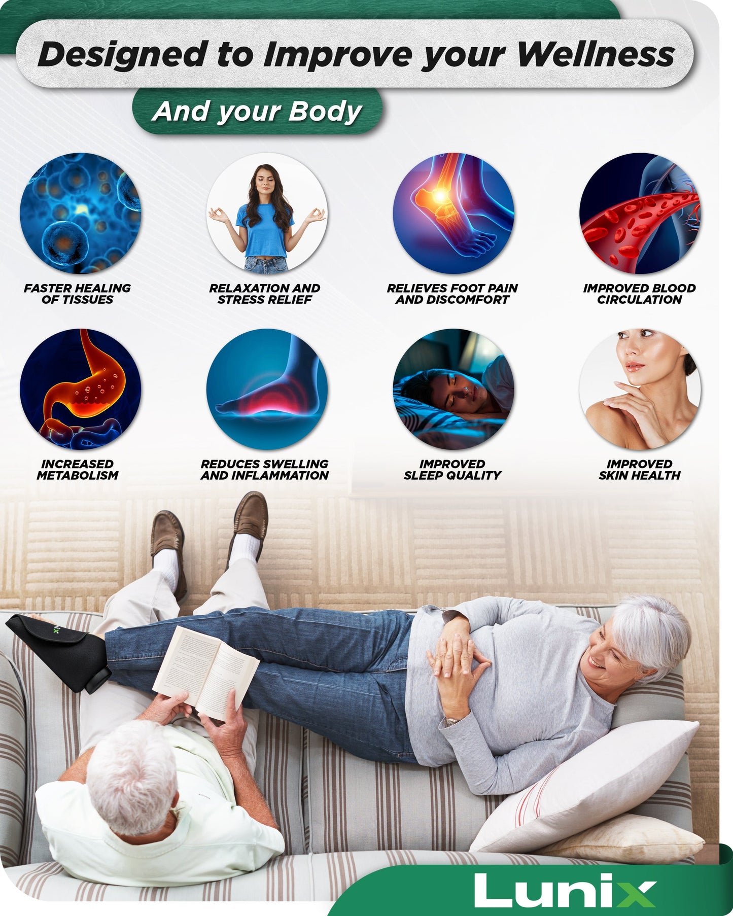 LX24 Red Light Therapy for Feet,  Charcoal Black