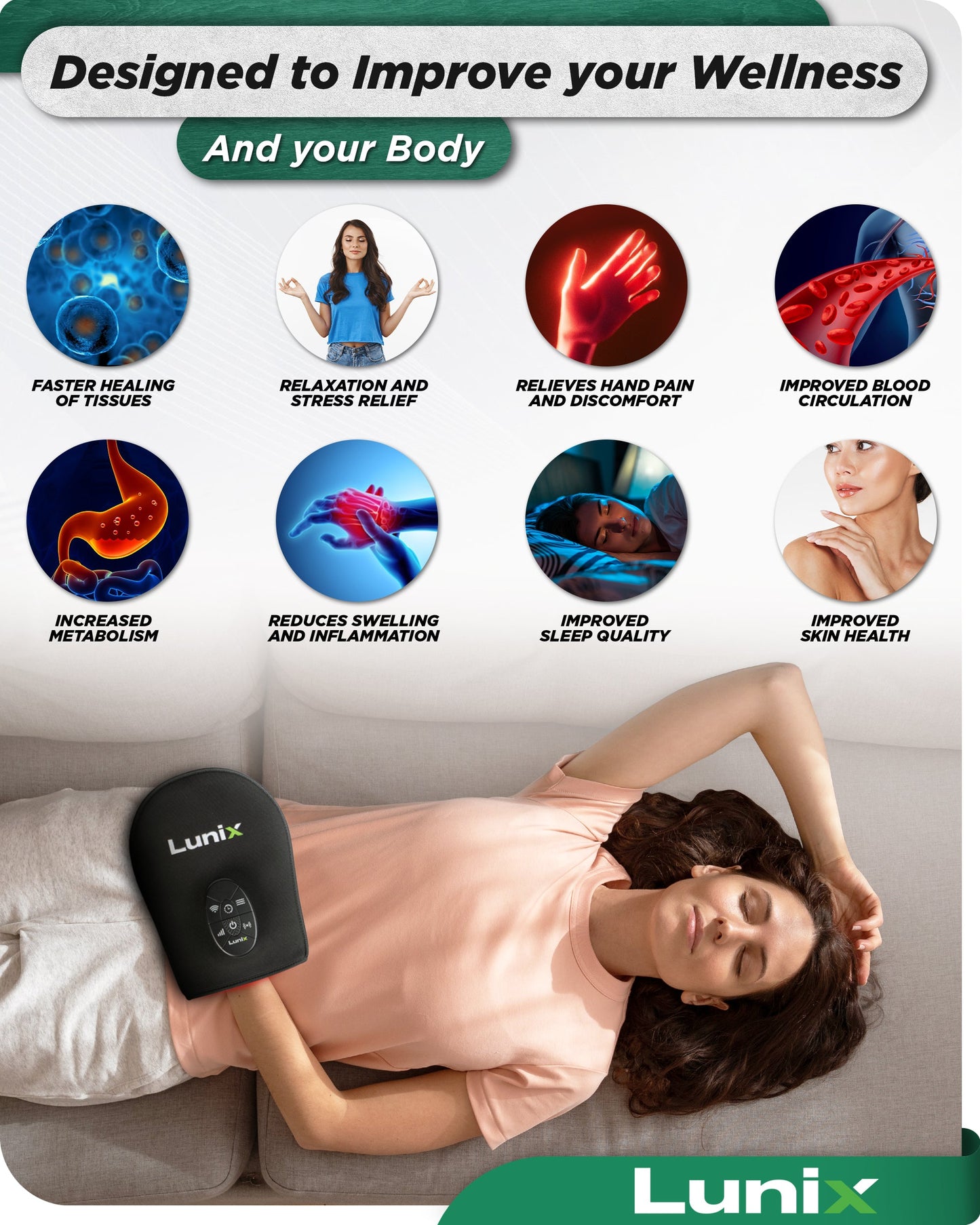 LX23 Red Light Therapy for Hand, Charcoal Black