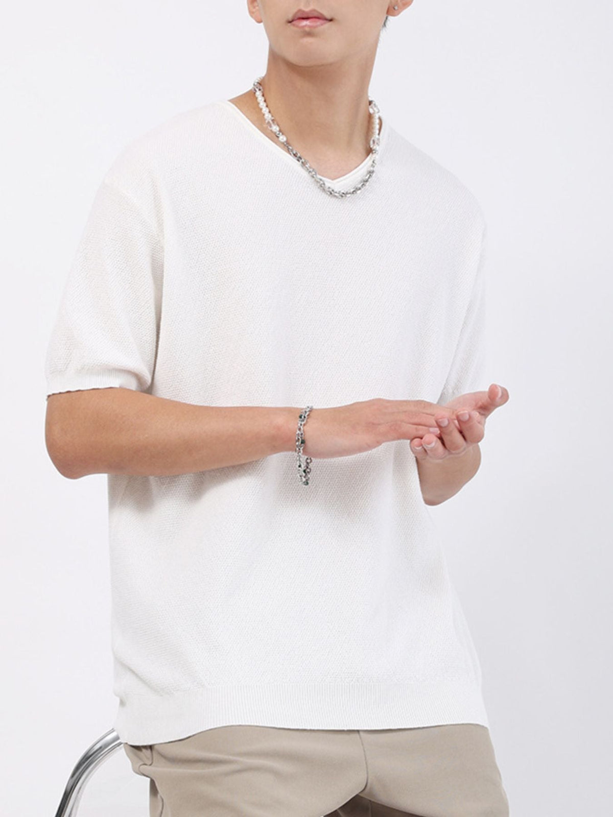 Men's Plus Size Casual Knit Short Sleeve T-Shirt