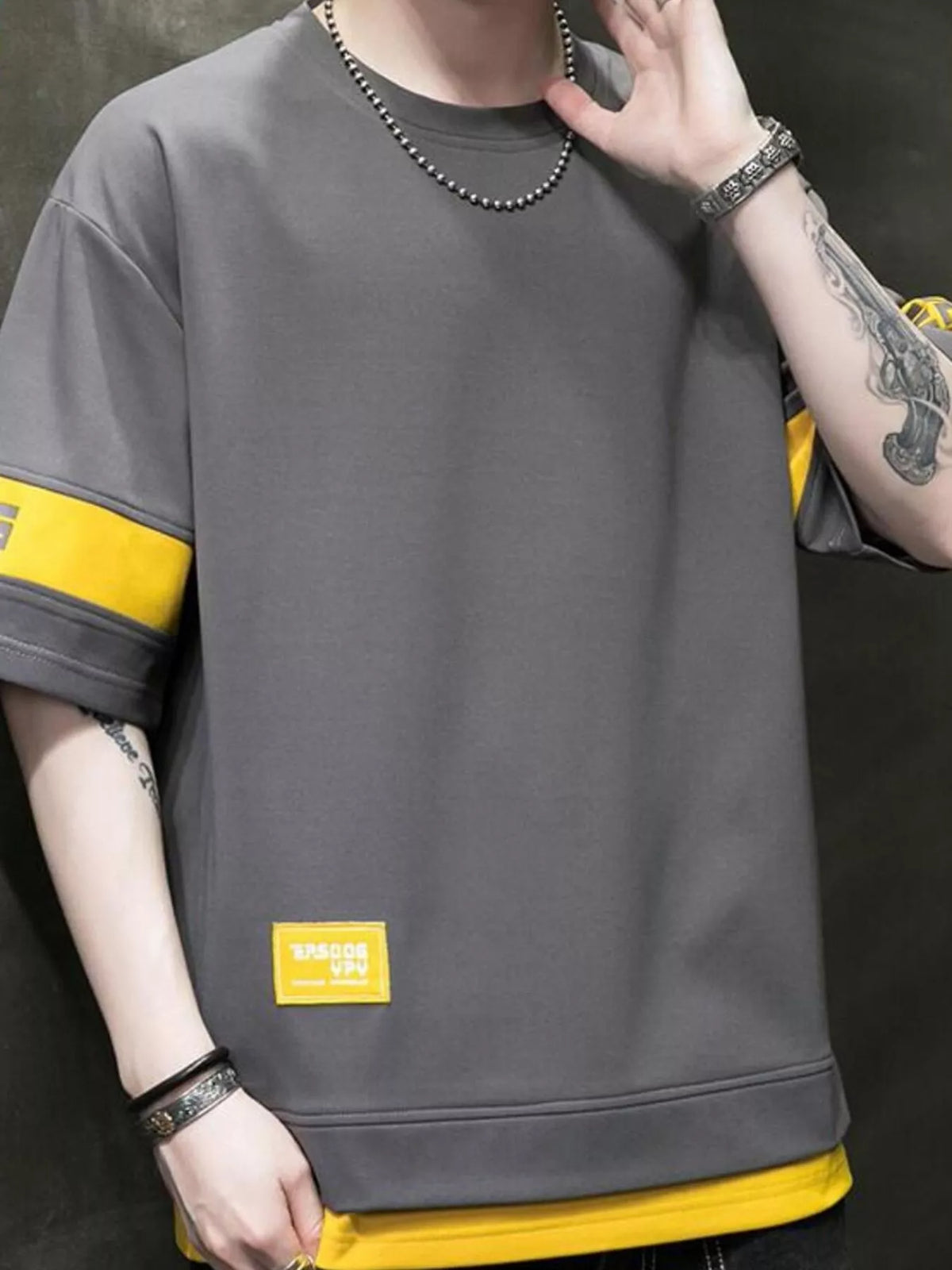 Men's Plus Size Contrast Trim Short Sleeve T-Shirt