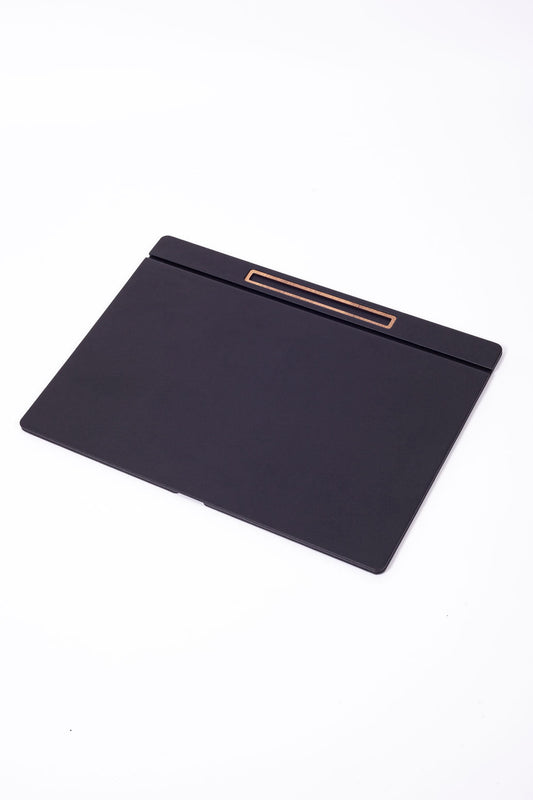 Leather Covered Desk Desk Plain Black Wood Detailed 50x35cm