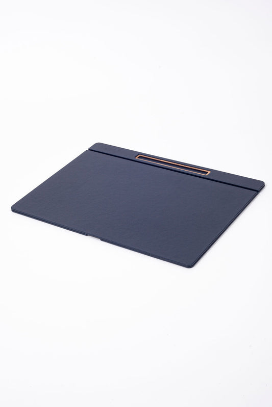 Leather Covered Desk Desk Lacquer Blue Wood Detailed 50x35cm