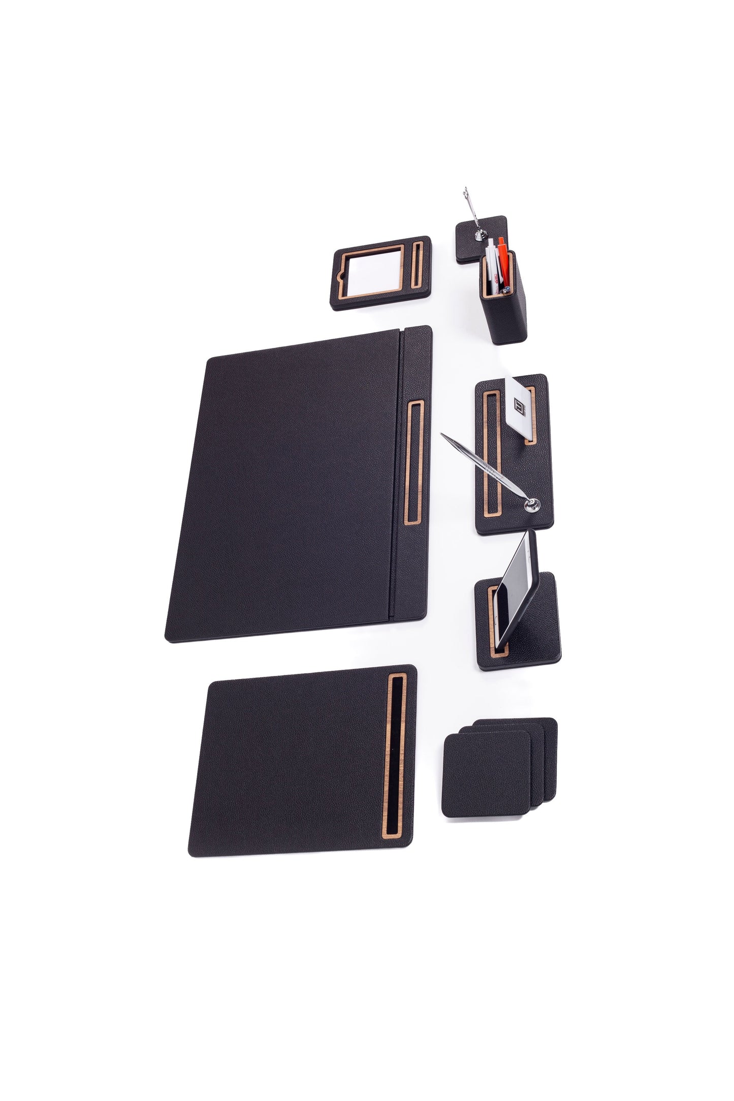 Porto Leather Desk Set 8 Piece Covered Model
