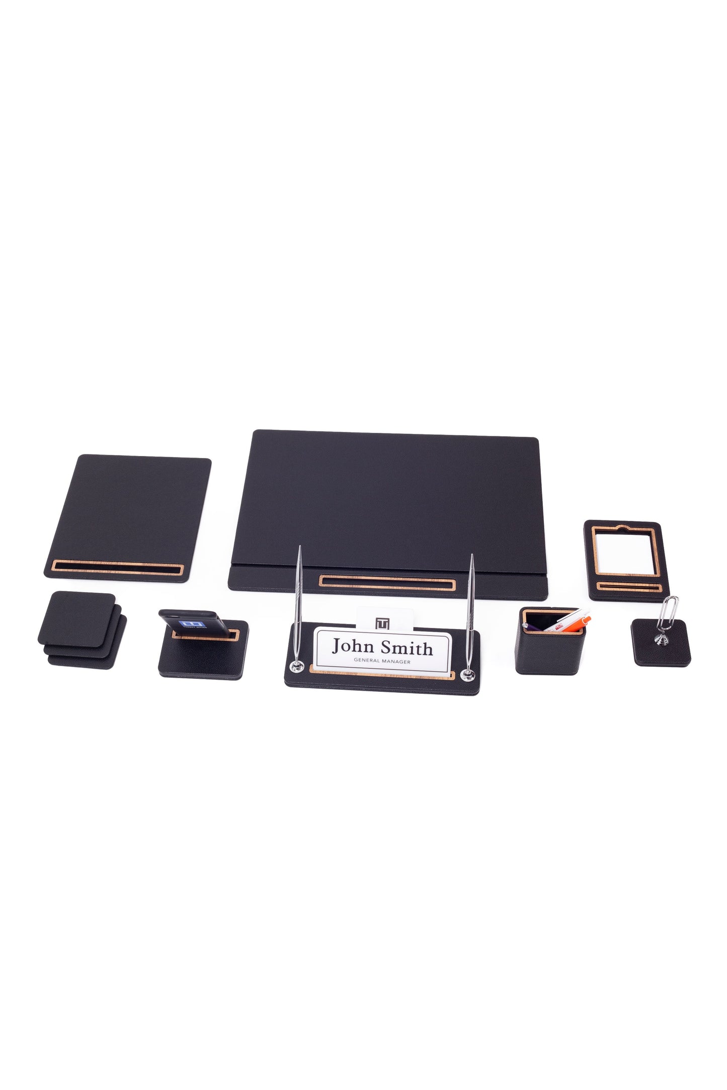 Capella Leather Desk Set 8 Piece Covered Model