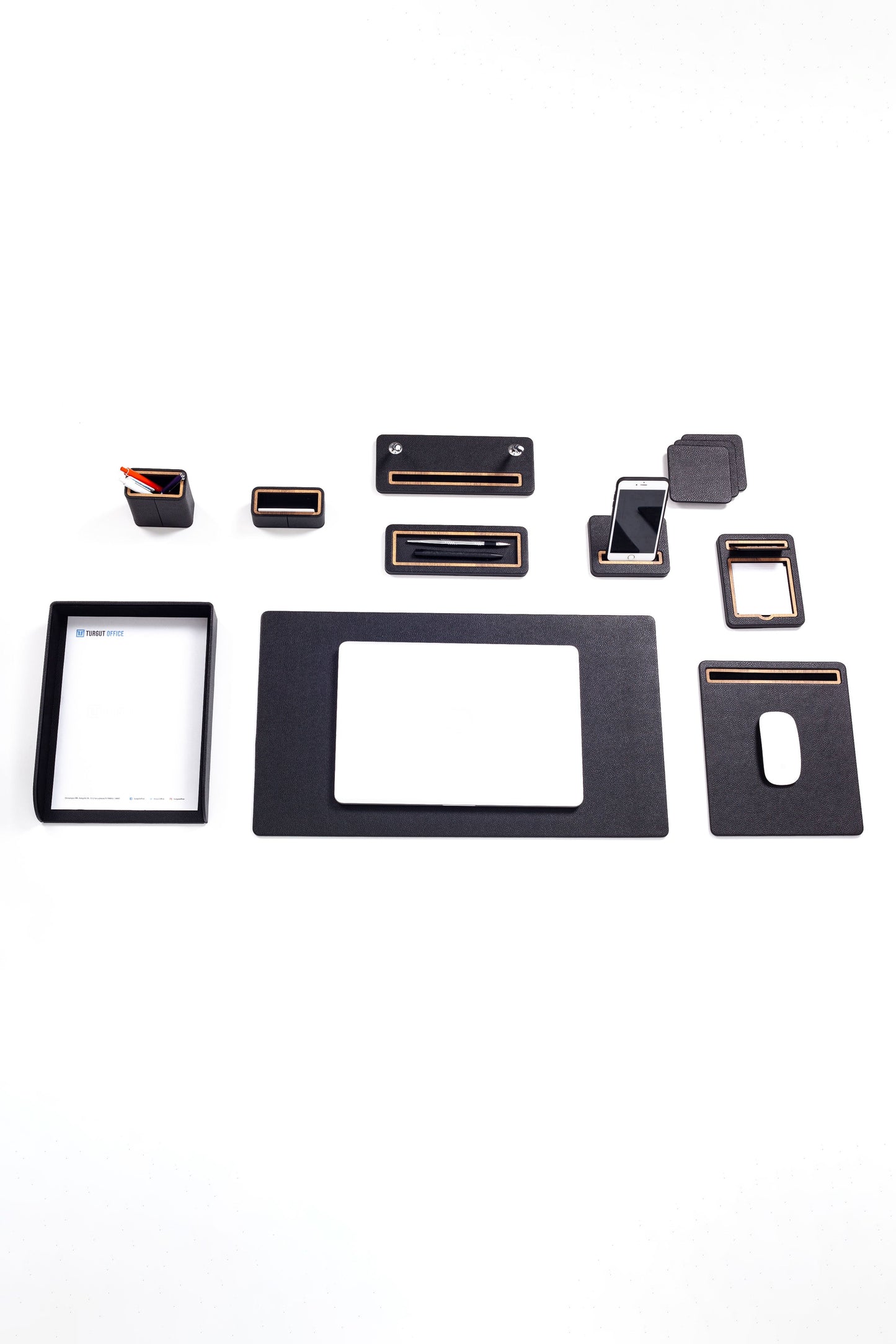 Pera Leather Desk Set 10 Pieces Single Document Rack