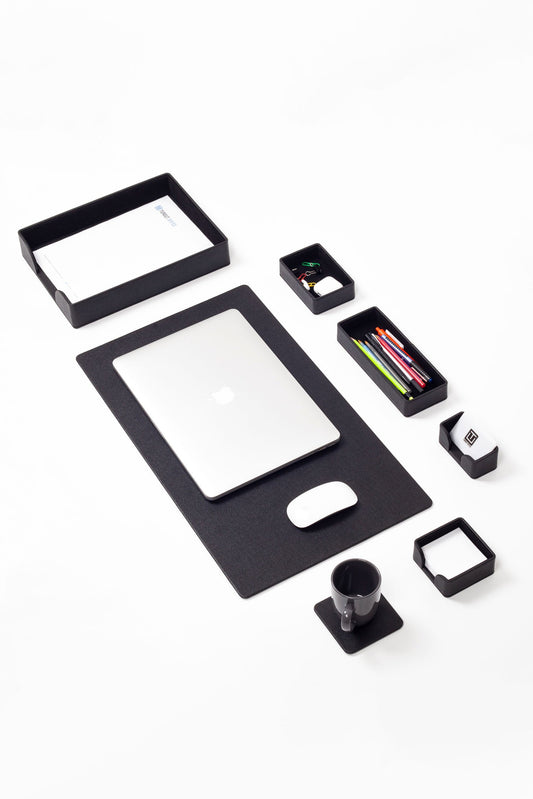 Felix Plus Leather Desk Set Black 7 Pcs
