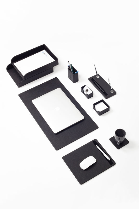 Roma Leather Desk Set Black 9 Pcs.
