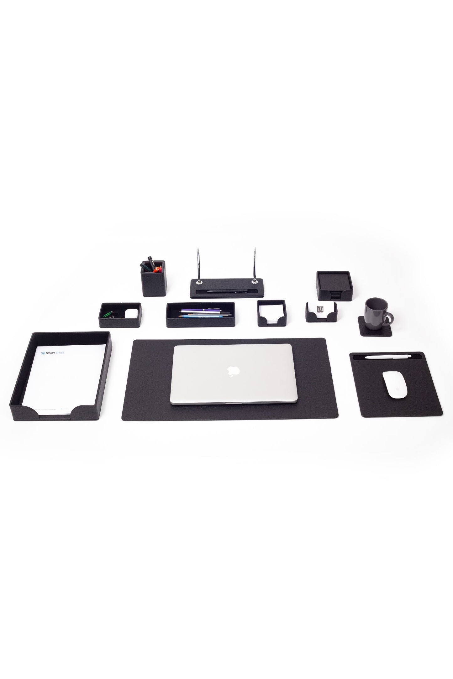Roma Leather Desk Set Black 11 Pcs