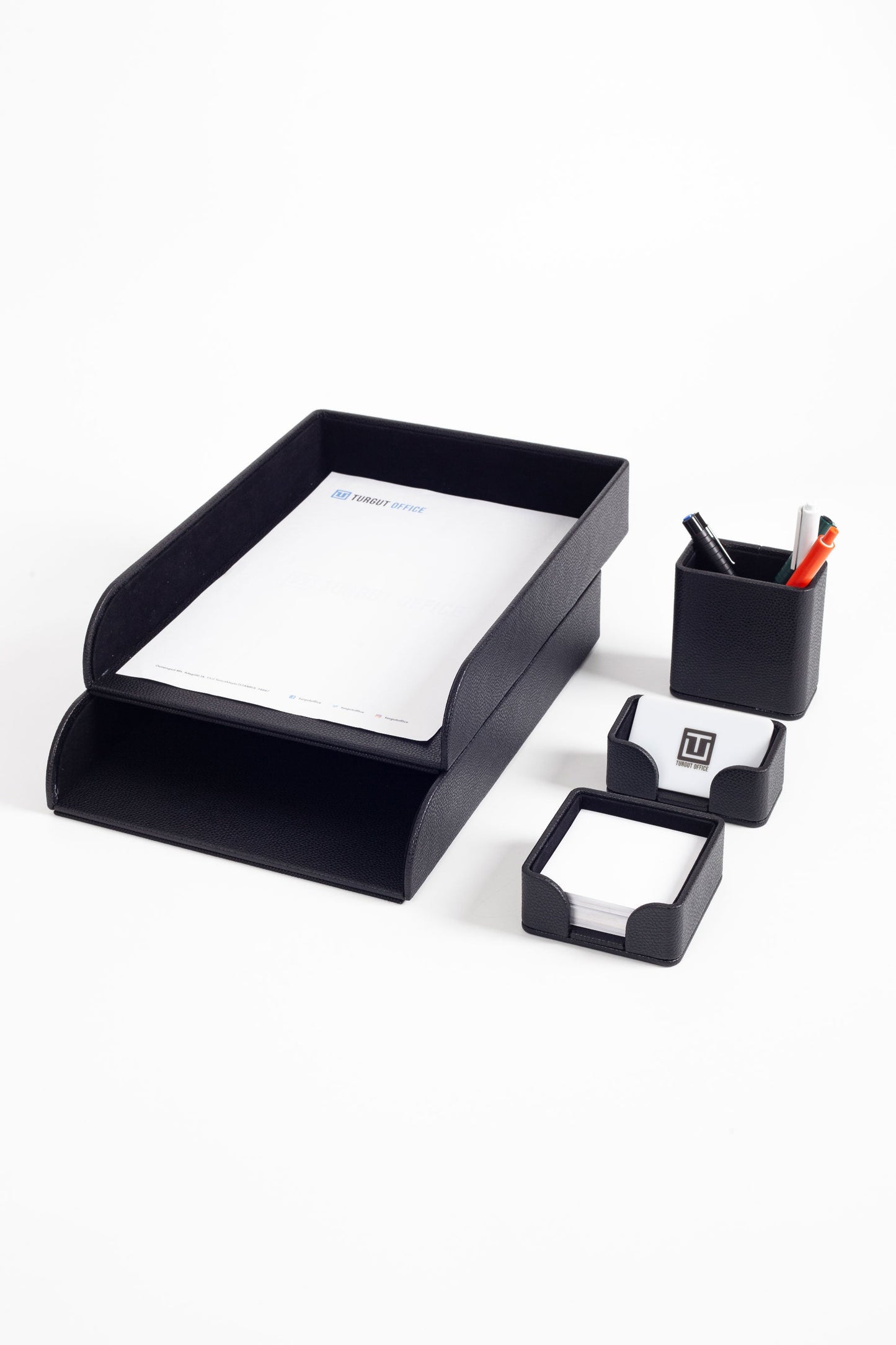 Felix Leather Desktop Set 5 Pieces Black