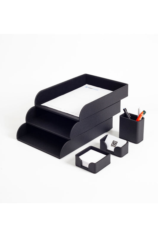 Felix Leather Desktop Set 6 Pieces Black