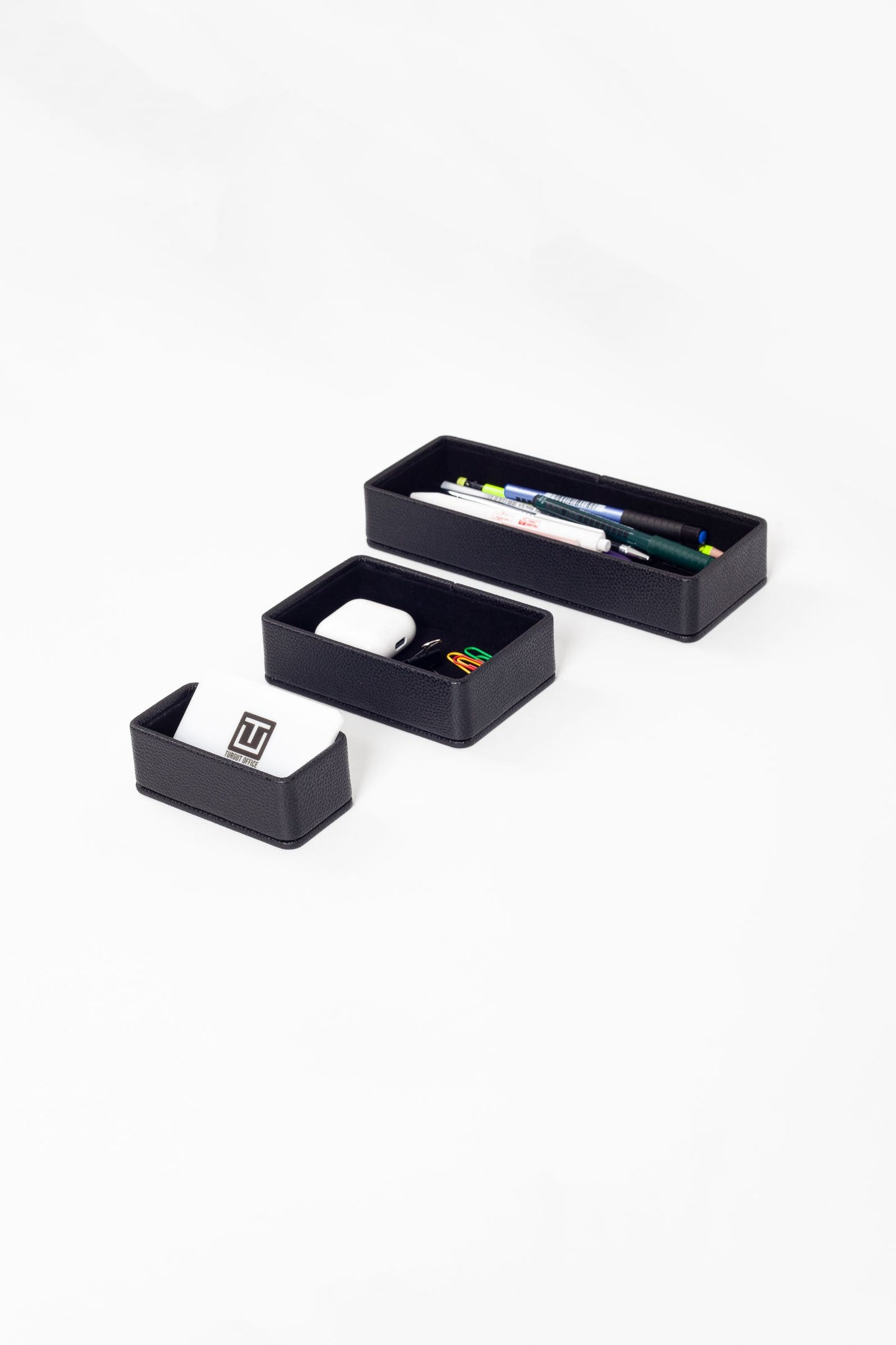 Felix Desktop Leather Organizer Set 3 Pieces Black
