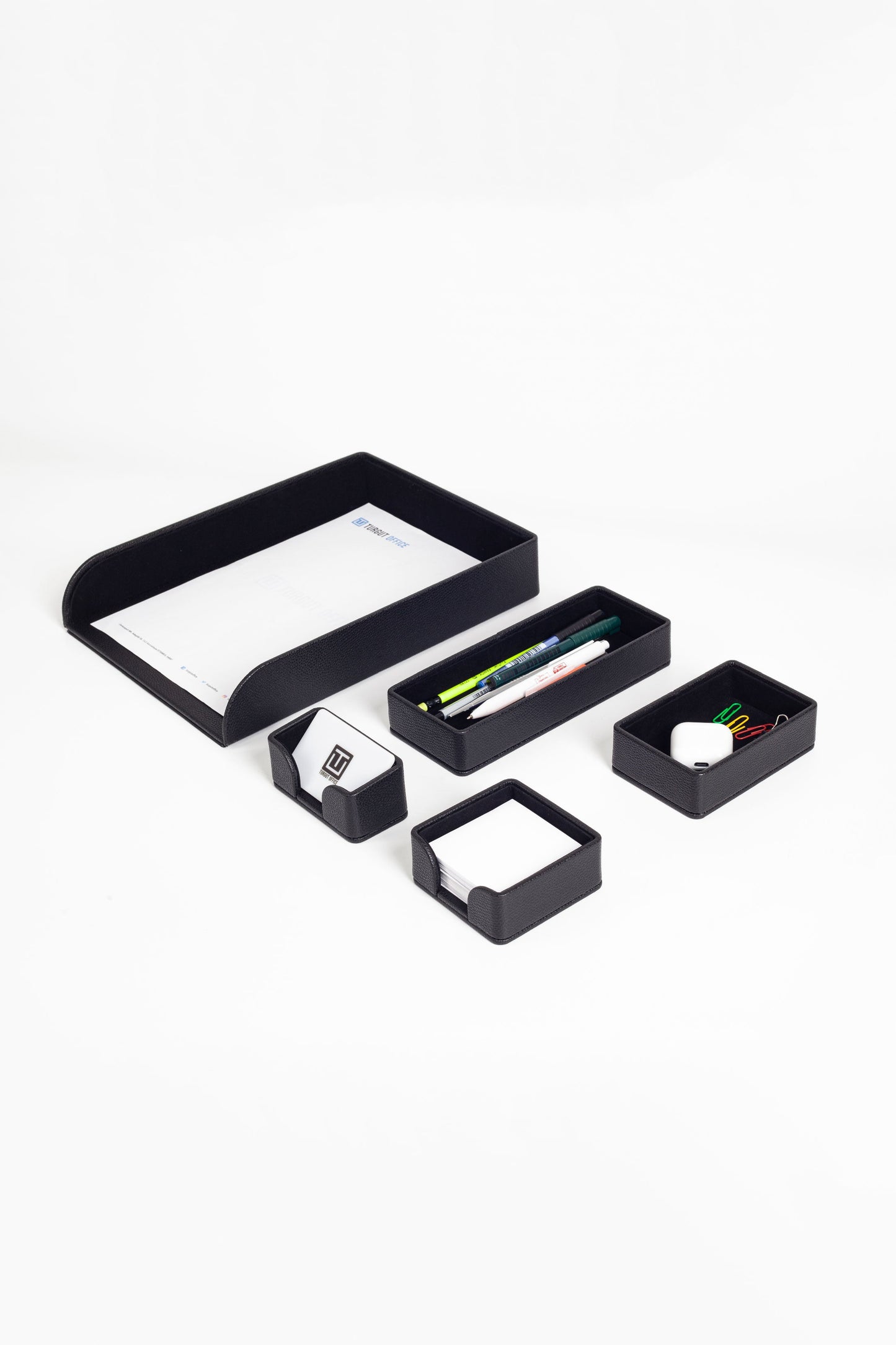 Felix Desktop Leather Organizer Set 5 Pieces Black