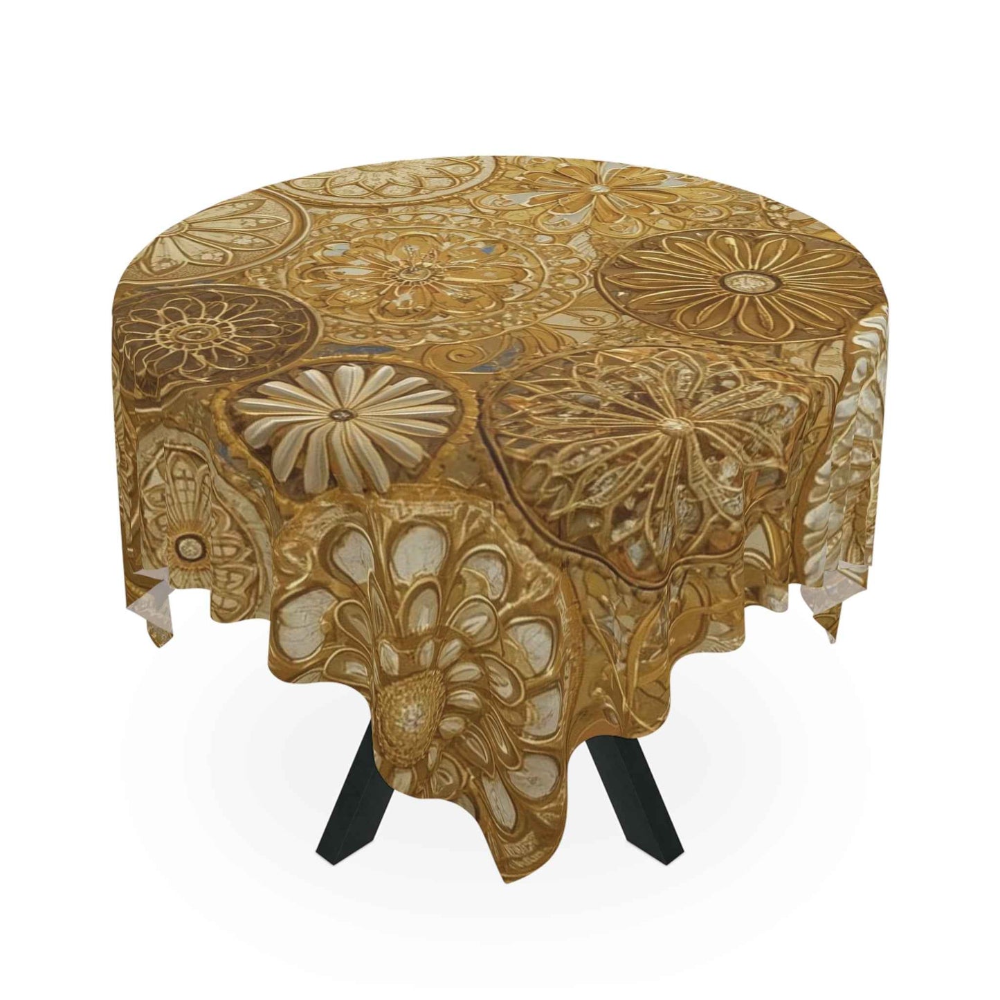 Elegant Gold Floral Tablecloth – Luxurious Boho Spring Event Decor