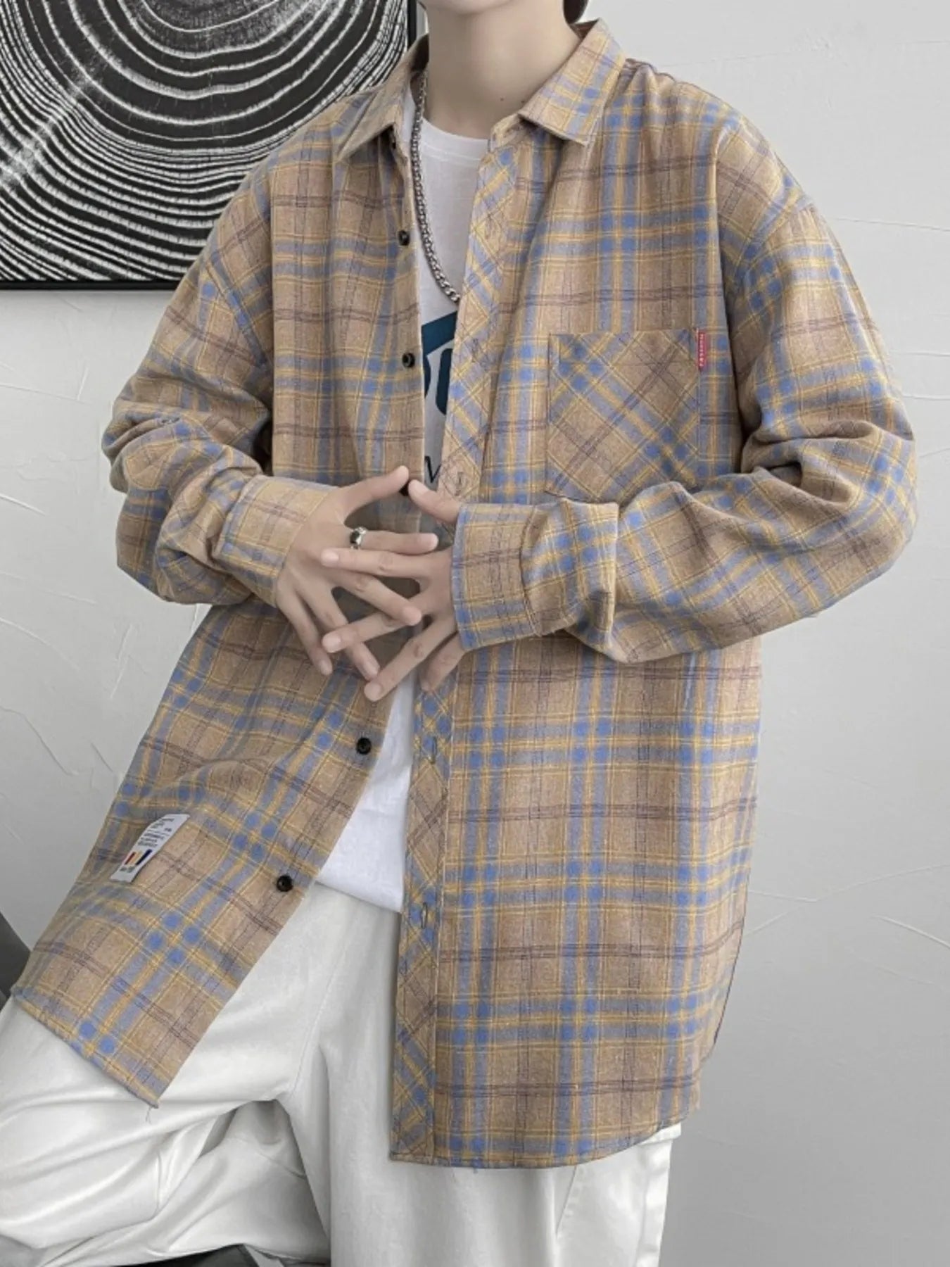 Men's Plus Size Plaid Button Up Shirt