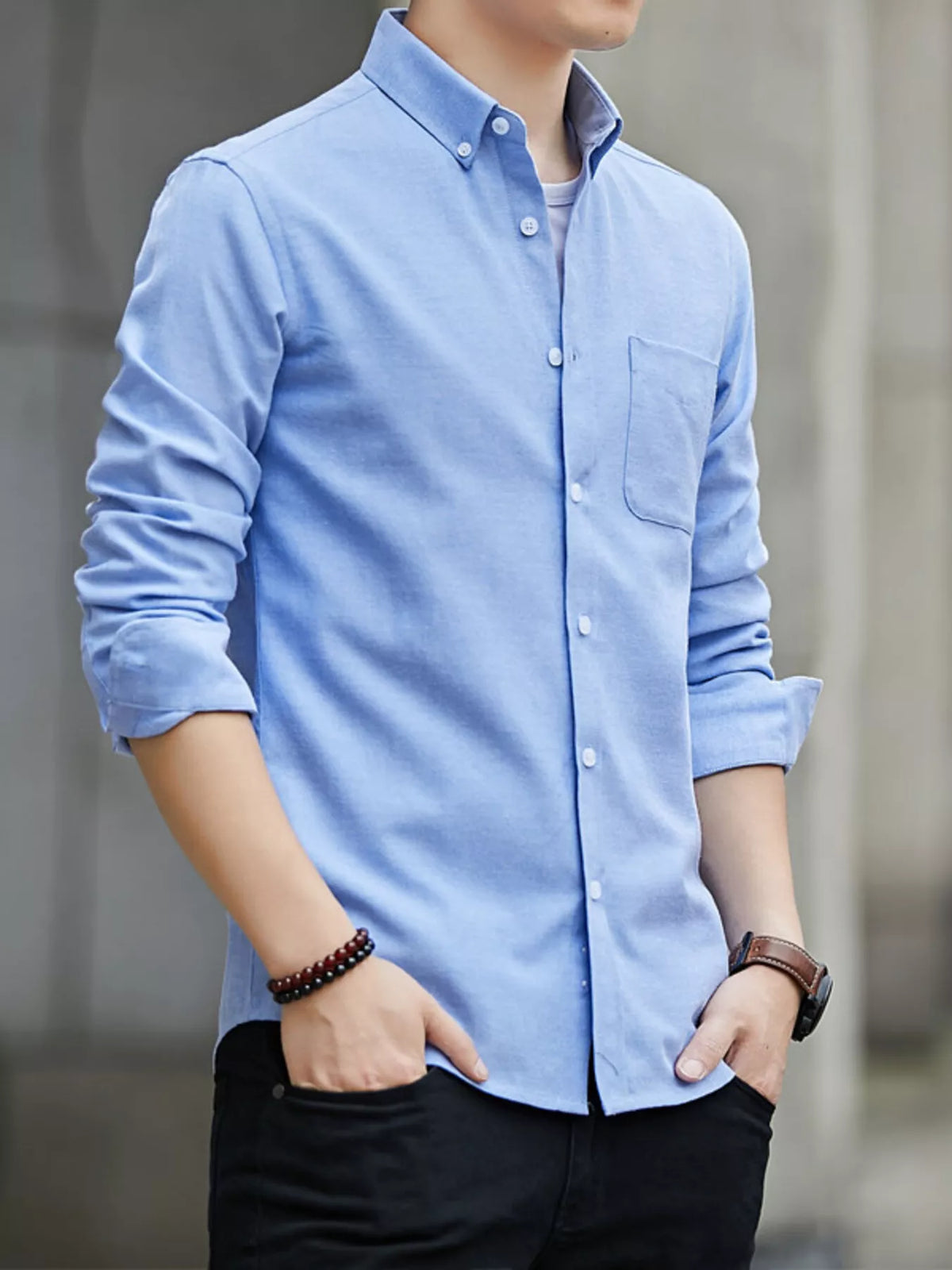 Men's Plus Size Casual Long Sleeve Shirt