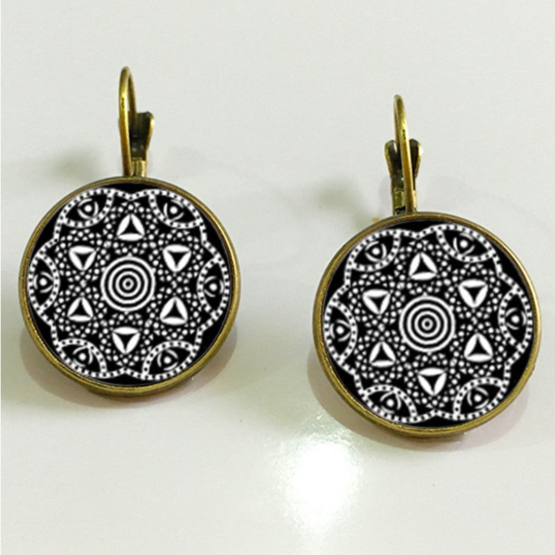 Charm Henna Yoga Amulet Mandala Earrings – Bohemian Drop Earrings