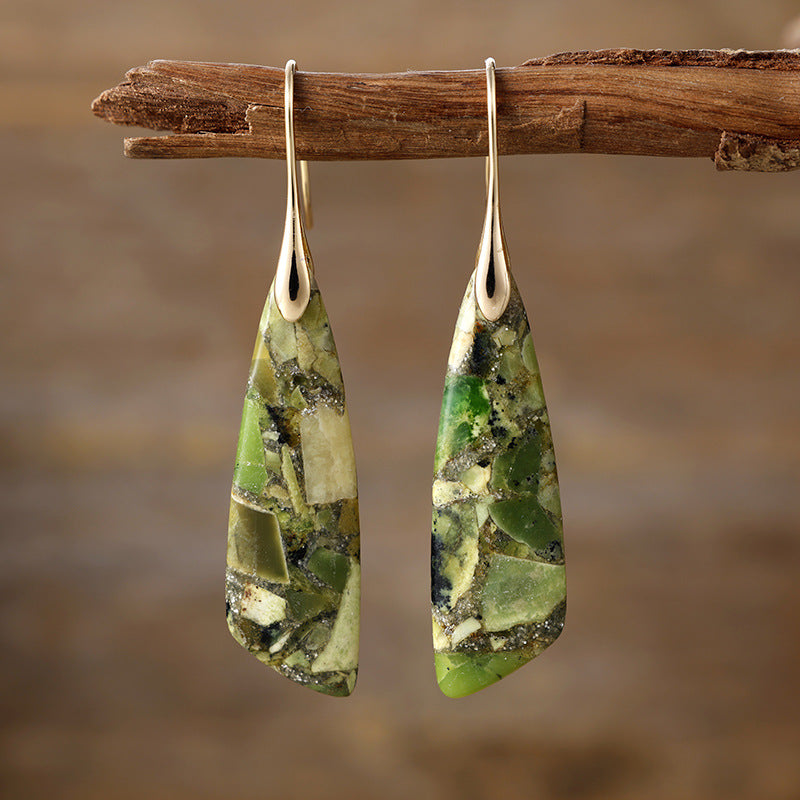 Bohemian Emperor Stone Geometric Pendant Earrings