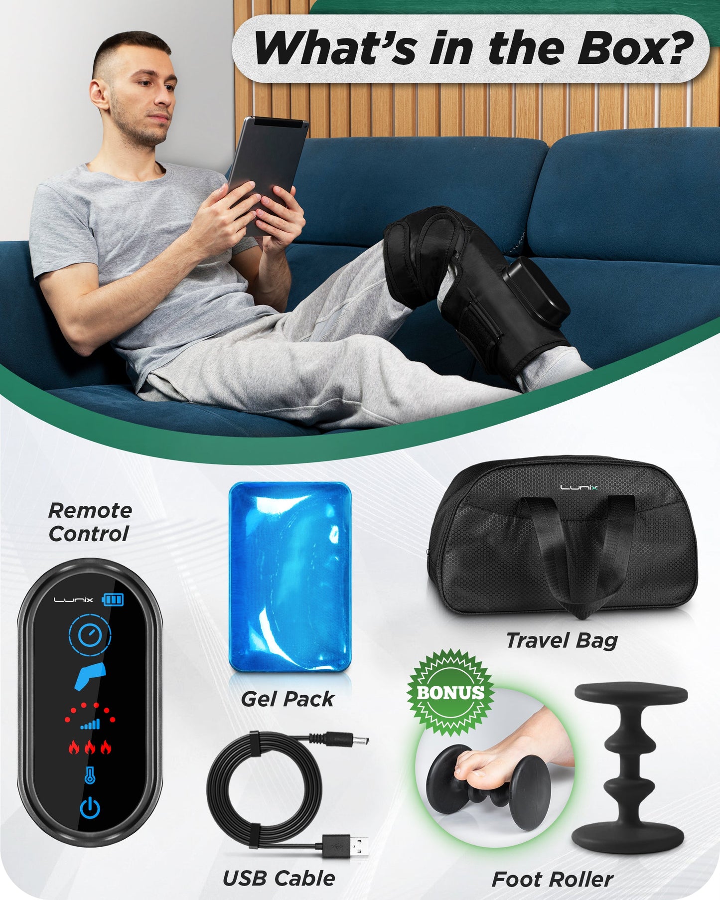 LX4 Knee Massager, Charcoal Black
