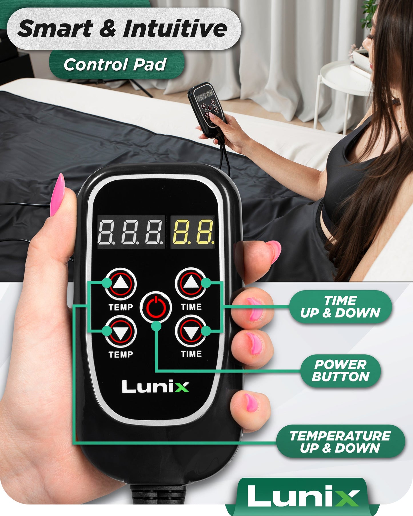 LX17 Portable Infrared Sauna Blanket, Jet Black