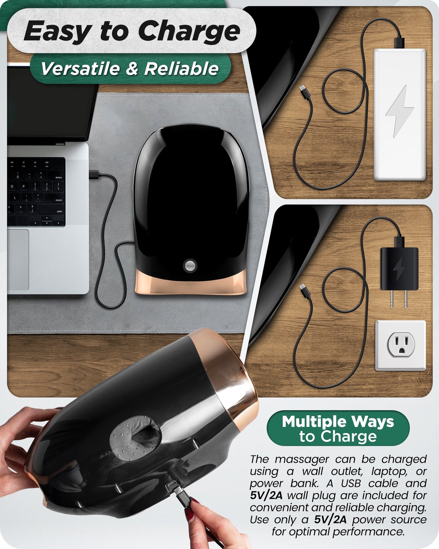 LX30 Rolling Hand Massager, Kneading + Compression, Heat + Cooling Fan, Charcoal Black
