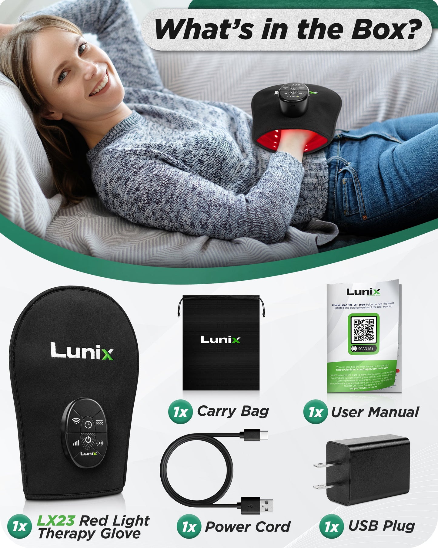 LX23 Red Light Therapy for Hand, Charcoal Black