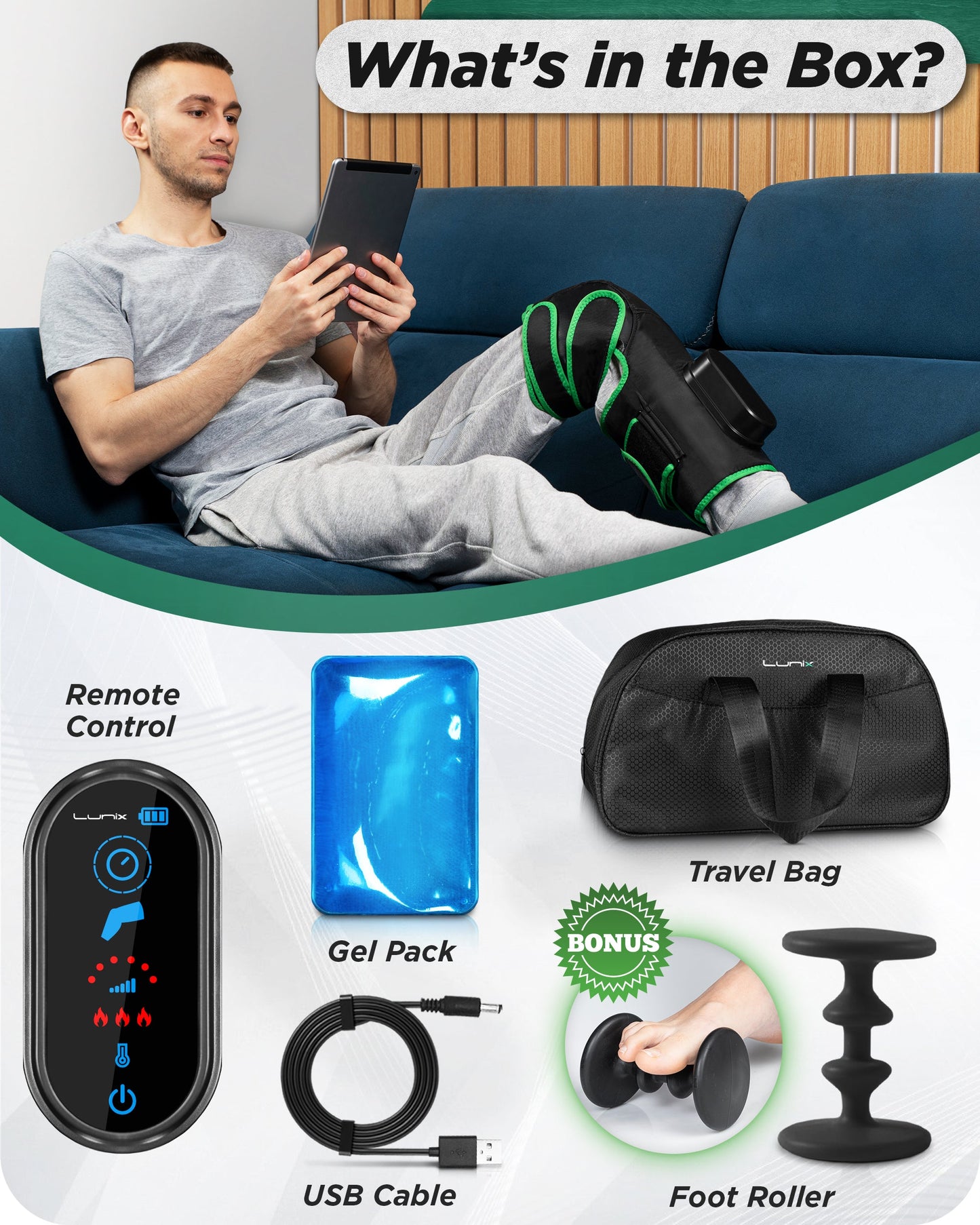 LX4 Knee Massager, Forest Green