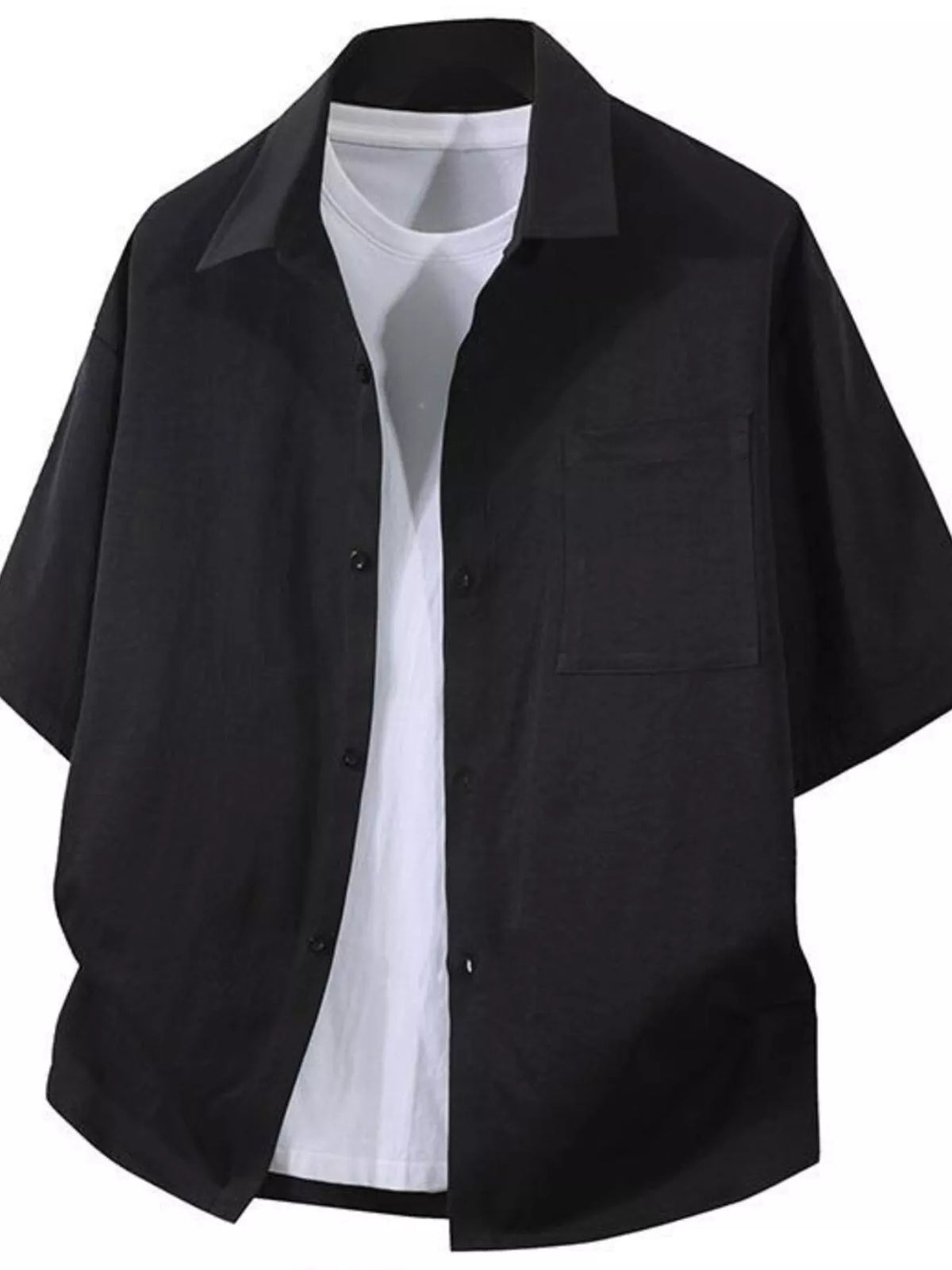 Men's Plus Size Casual Short Sleeve Button-Down Shirt