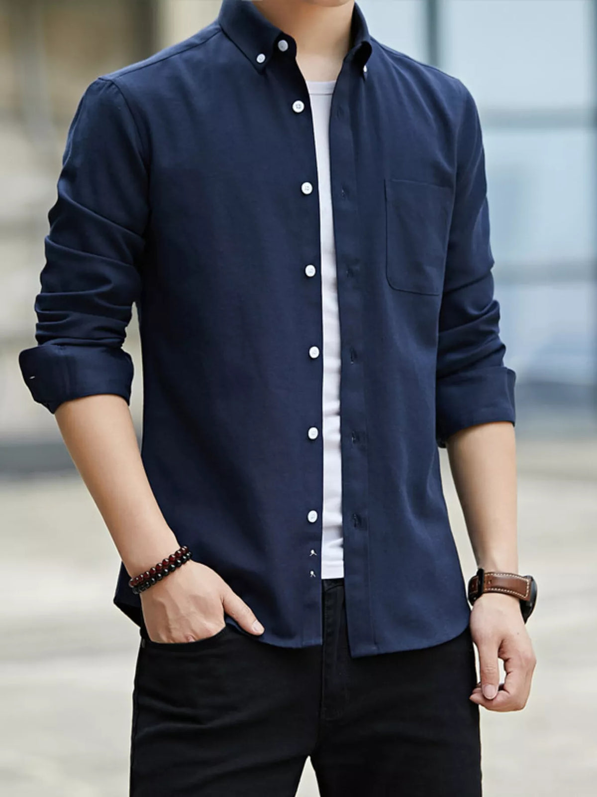 Men's Plus Size Casual Long Sleeve Shirt