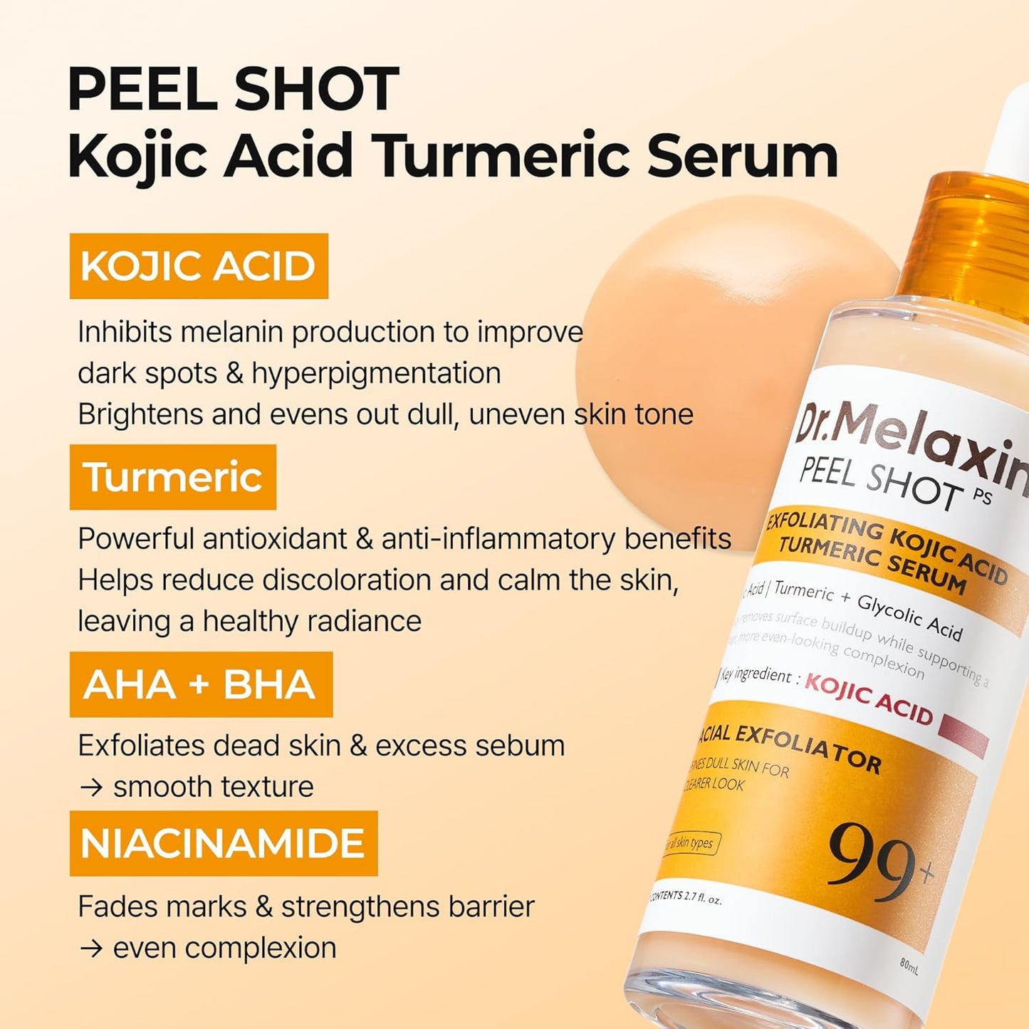 Dr. Melaxin Peel Shot Exfoliating Kojic Acid Turmeric Serum