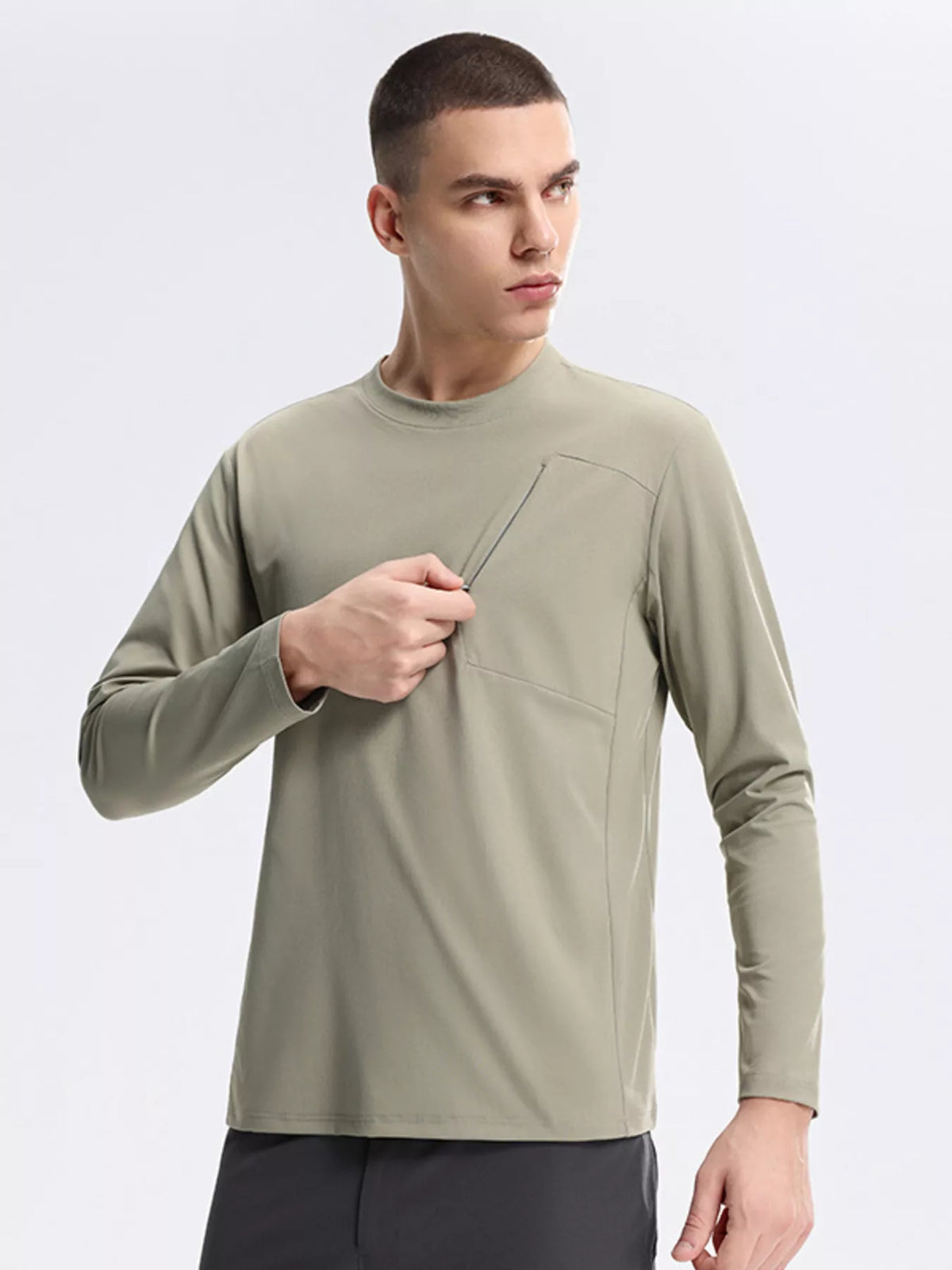 Men's Plus Size Casual Long Sleeve Active Sweatshirt with Zipper Pocket