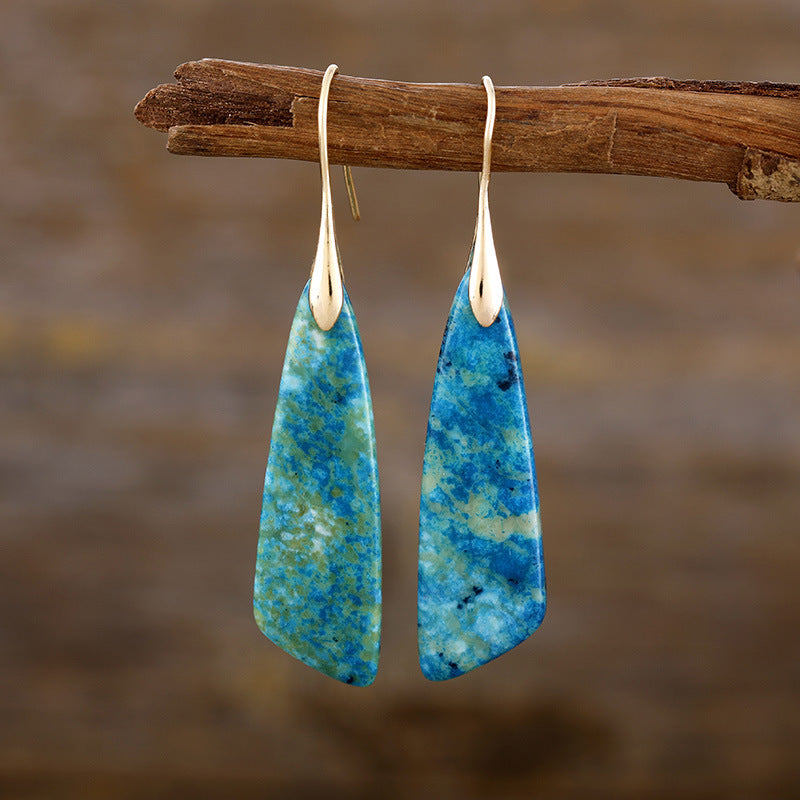 Bohemian Emperor Stone Geometric Pendant Earrings